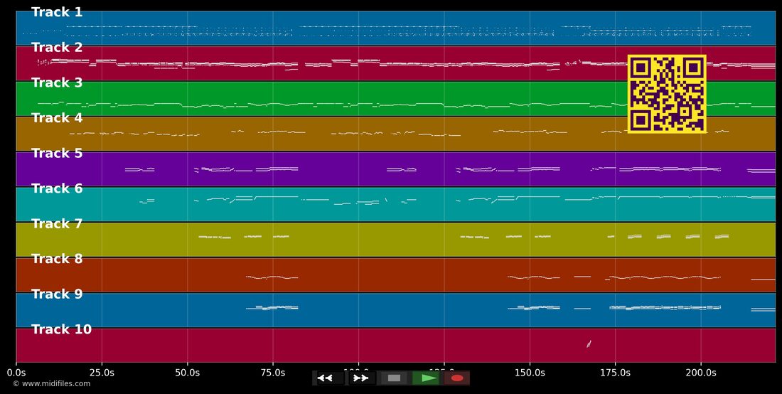 For No One — Beatles: mehrspurige MIDI-Pianorolle