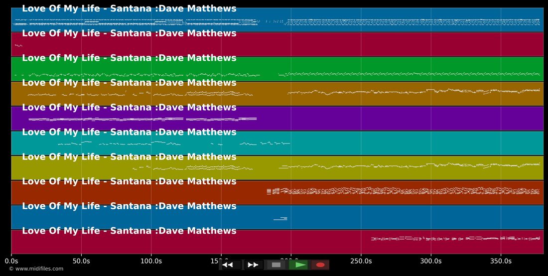 Love Of My Life — Santana & Dave Matthews: multitrack MIDI piano roll