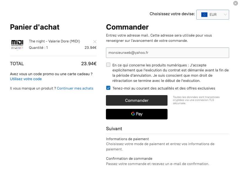 fenêtre panider d'achat - MIDIFILES.COM